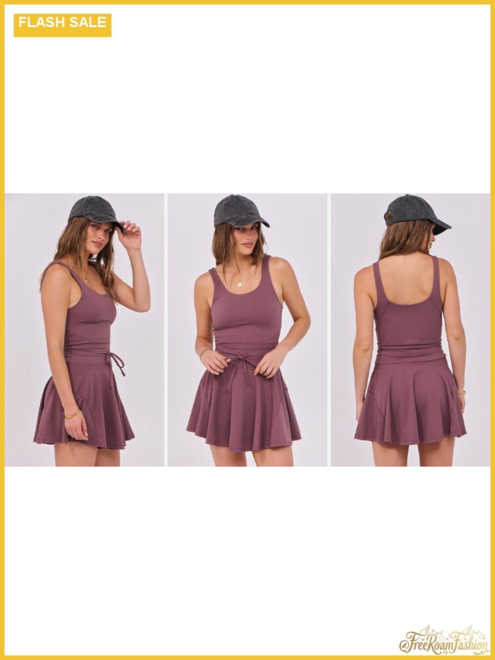 Sleeveless Tennis Dress with Built-in Shorts, Pockets, Athletic One Piece - Picture 6 of 6
